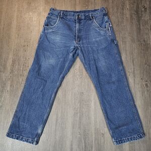 Key Carpenter Mens Jeans 38x32 Blue Lined Polar King Medium Wash Denim Pants